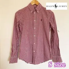 Ralph Lauren ギンガムチェック柄　スリムフィットシャツ赤色　サイズ2