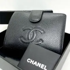 ◆箱・カード付き/極美品◆CHANEL 二つ折り財布 ココステッチ がま口