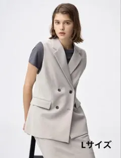 【新品タグ付】GU ジーユー　ダブルブレストジレZ＋E　ベージュ　Lサイズ