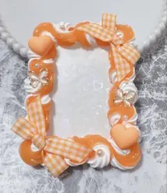 ホイップデコ硬質トレカケースB8オレンジ白ミックス ハートリボン 蝶TC-445