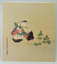 日本画 肉筆 絹本色紙 人物画 27.1cm×24.2cm - メルカリ