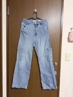 ライトブルー カーゴデニムパンツ