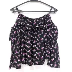 トップス　オフショル　ブラウス　長袖　黒　ピンク　花柄　FOREVER 21のサムネイル