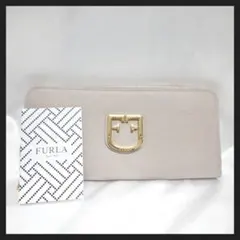FURLA ラウンドジップ ロングウォレット 長財布 グレージュ ゴールド