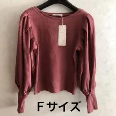 値下げ❣️未使用タグ付き　RETRO GIRL リブ　ボリュームスリーブトップスF