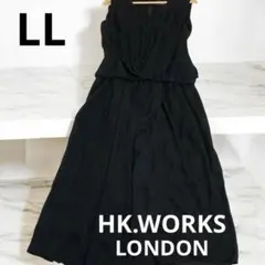 HK.大きいサイズサロペット オールインワン ブラック フォーマルカジュアルLL