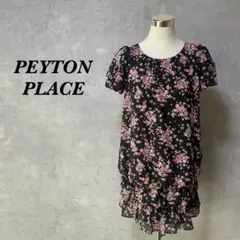 美品✨ペイトンプレイス 膝丈ワンピース パフスリーブ ギャザー 花柄 1356