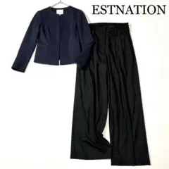 エストネーション フォーマル2点セットアップ ワイドパンツ　ノーカラージャケット