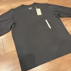 無印良品 天竺編み クルーネック長袖Tシャツ ダークグレーボーダー サイズL