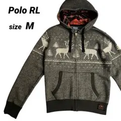 極美品✨ ラルフローレン ジップパーカー ノルディック柄 グレー 裏地フリース
