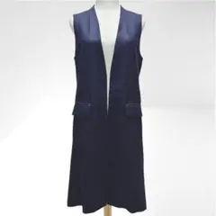 美品　トーナル　TONAL　ロングジレ　ベスト　サイドスリット　日本製　上品　紺