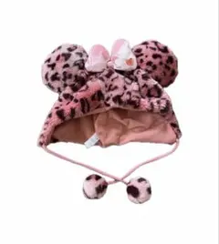 ミニーマウス ピンクヒョウ柄帽子