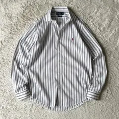 ラルフローレン 90s STANTON stripe shirt M white