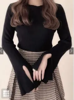 グレイル GRL スリットフレアスリーブリブニットトップス[k9133c] M