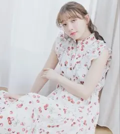 LILLIAN CARAT チェリープリントキャミワンピース ネイビー サイズ1