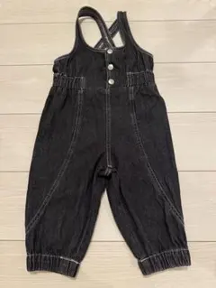 ソフトチーズ　しまむら　ミコリッド　ブラックデニムサロペット 90cm