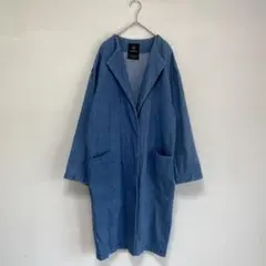 w closet】デニムノーカラーコート　ロングコート　スプリングコート　ロングのサムネイル