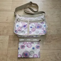 ☆LeSportsac☆ベージュ×ミルキーパープル２wayショルダーバッグ美品☆