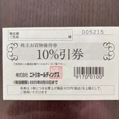 ニトリホールディングス 10%割引券