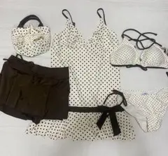 ドット柄 ワンピース水着 ビキニ Lサイズ 11号 5点セット 三愛水着楽園