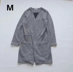グレー Vネック ロング　カーディガン 裏起毛 もこもこ　М