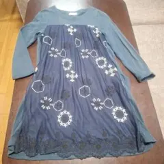 super hakka 刺繍入り長袖ワンピース