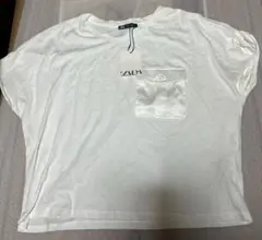 ホワイト　胸ポケットTシャツ　L