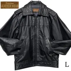 【vintage】牛革 カウレザーシングルライダースジャケット 日本製 黒 L