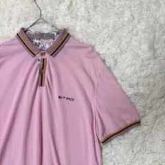 ETRO エトロ ブランドロゴ ポロシャツ 花柄 ピンク コットン Lのサムネイル