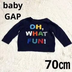 baby GAP ベビー服　トップス　薄手ニット　ロゴ　ネイビー　70㎝