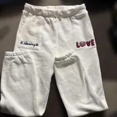 Keith Haring LOVEプリント スウェットパンツ L