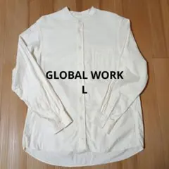 GLOBAL WORK　やわらかリッチネルバンドカラーシャツ　L