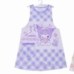 Kuromi クロミ エプロン 紫色 チェック柄 保育士 大人 M〜L