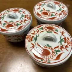 赤絵陶器　蓋付き 蓋付き 陶器 鉢 赤絵 花柄 和食器 - メルカリ