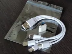 一度にたくさん充電　皆で使える　✨Type C４分岐 充電ケーブル＋変換アダプタ