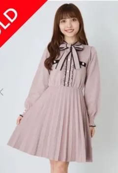 Mサイズ‼️AnkRouge アンクルージュ リボン付きプリーツワンピース