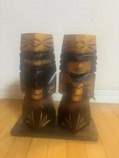 【送料込み】高さ20㎝！アイヌ木彫り 一刀彫　ニポポ人形 守り神　民芸品 置物