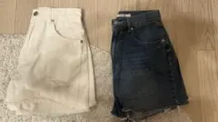 【WEGO】デニムショートパンツ 2点セット ホワイト・ダークブルー