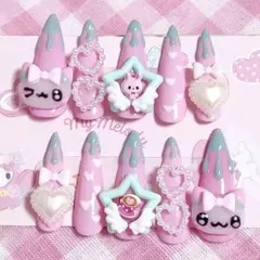 ネイルチップ 平成女児 地雷系 量産型 いちご ピンク ねこ