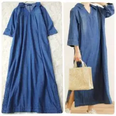 6041 アーバンリサーチ カフタンデニムワンピース ロング デニム コットン