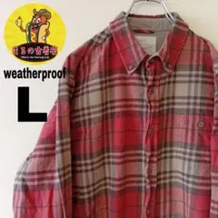 USA古着 weatherproof　ネルシャツL　レッドブラウン　チェック