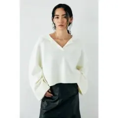 moussy マウジー セーラーカラーニット ホワイト