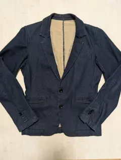 シップスジェットブルー デニム風テーラードジャケット ダークブルー