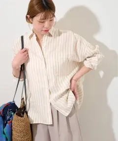 新品タグ付き☆ノンブルアンペール 綿ローンストライプ ギャザー 