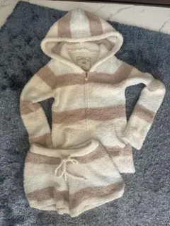 ジェラートピケ ルームウェア ボーダー白/ブラウン/ブルー フリーサイズ