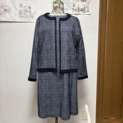 ネイビー系チェック ジャケットドレス セットアップ