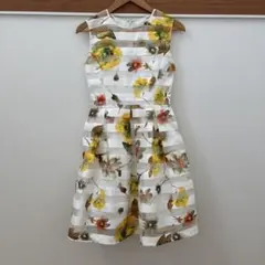 Chesty 花柄ストライプノースリーブワンピース