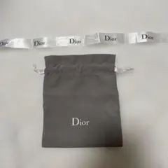 Dior 巾着　グレー& リボン