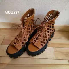MOUSSY 厚底メッシュブーツサンダル バックジップ ブラウン　S