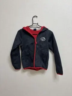 ダークグレー 赤 フード付きパーカー